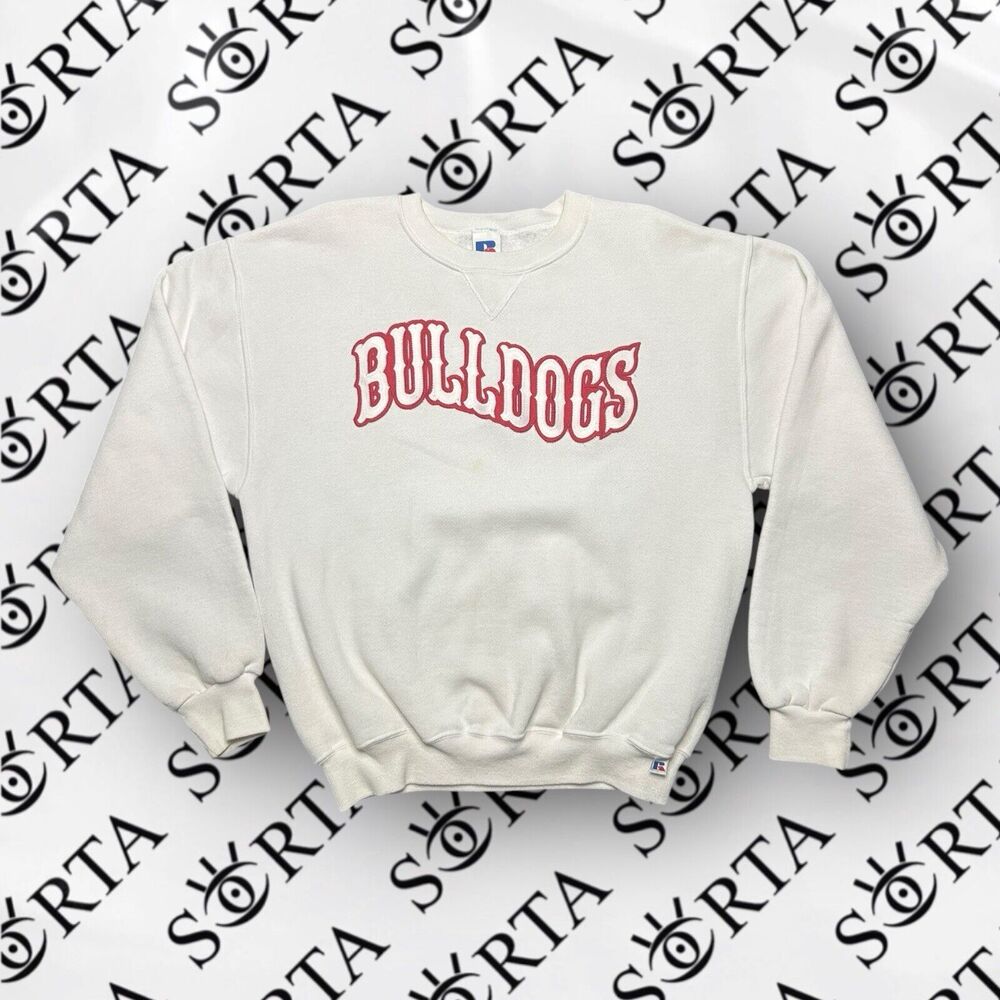 VTG 90s/Y2K Georgia Bulldogs Embroidered Russell Crewneck Sweatshirt Sz M White